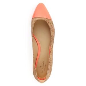 Kate Spade Elina Neon Coral Orange Cork Ballet Flats